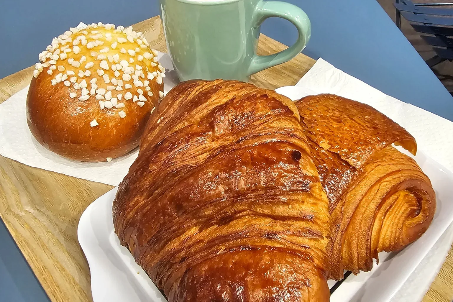 Croissants and coffee served at a Paris café